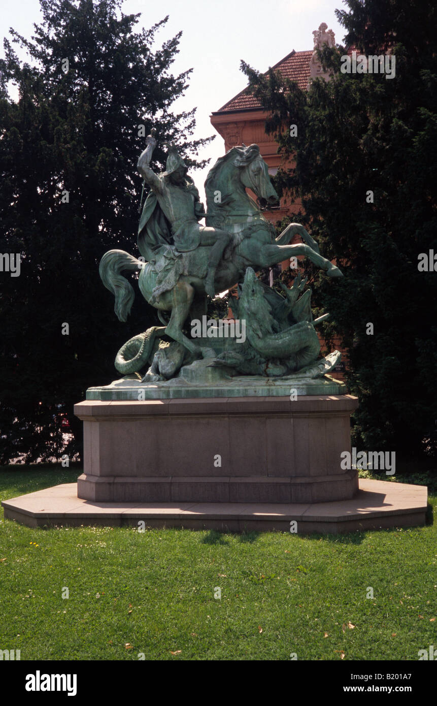 Saint George kill dragon statue in Zagreb Croatia Stock Photo - Alamy