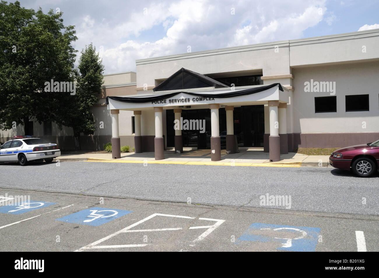 police station in Landover, Md is draped in black to mourn the death of