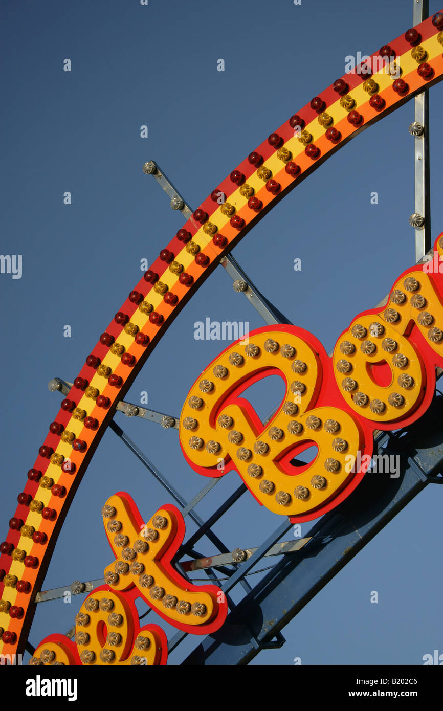 City of Aberdeen, Scotland. Beach Boulevard sign at Aberdeen’s Esplanade pleasure beach and amusement park. Stock Photo