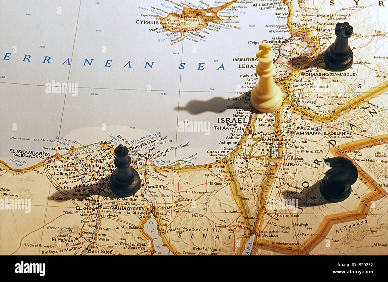 chess on old map Stock Photo - Alamy