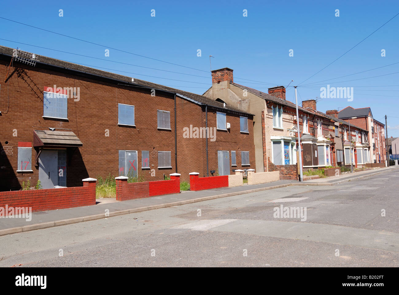 Houses in Keble Street, Bootle, Liverpool boarded up ready to be