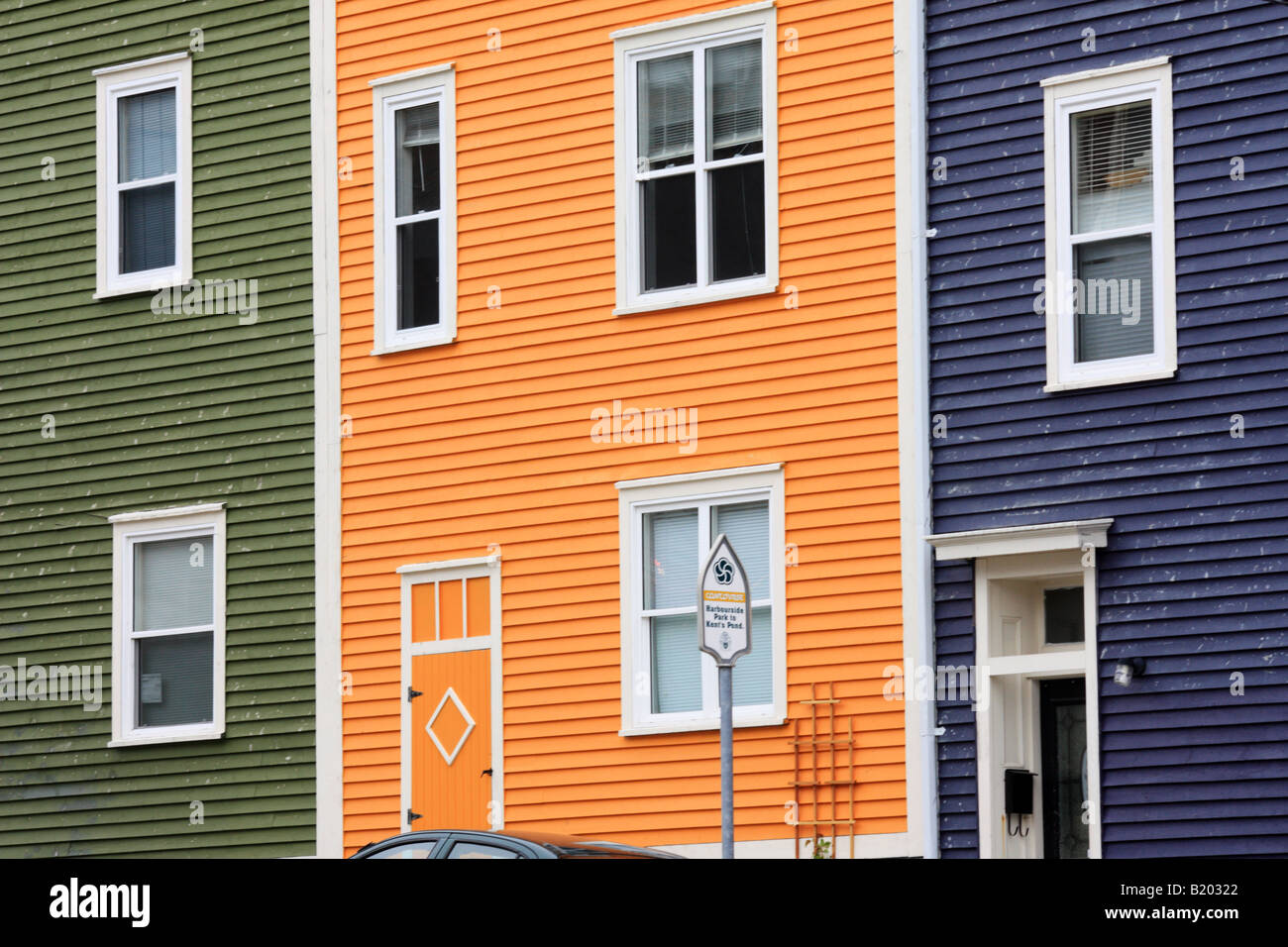 Colorful row houses in typical downtown neighbourhood in St. John's