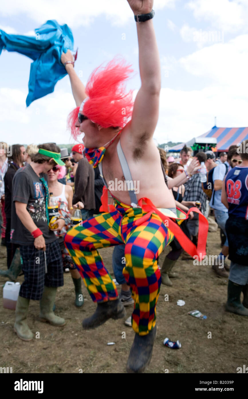Crazy Scottish Clowns Dancing At Glastonbury Festival Pilton Somerset UK Europe Stock Photo