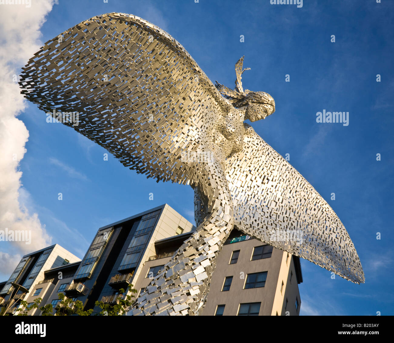 Andy Scott's modern steel sculpture entitled Rise at Glasgow Harbour