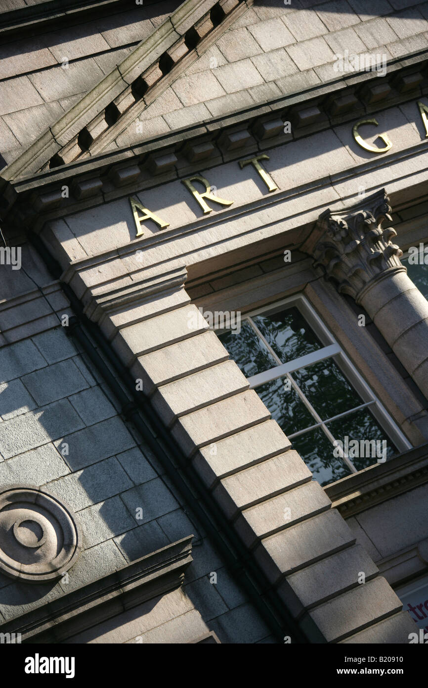 City of Aberdeen, Scotland. Close-up angled view of Aberdeen’s Art Gallery located at Schoolhill. Stock Photo