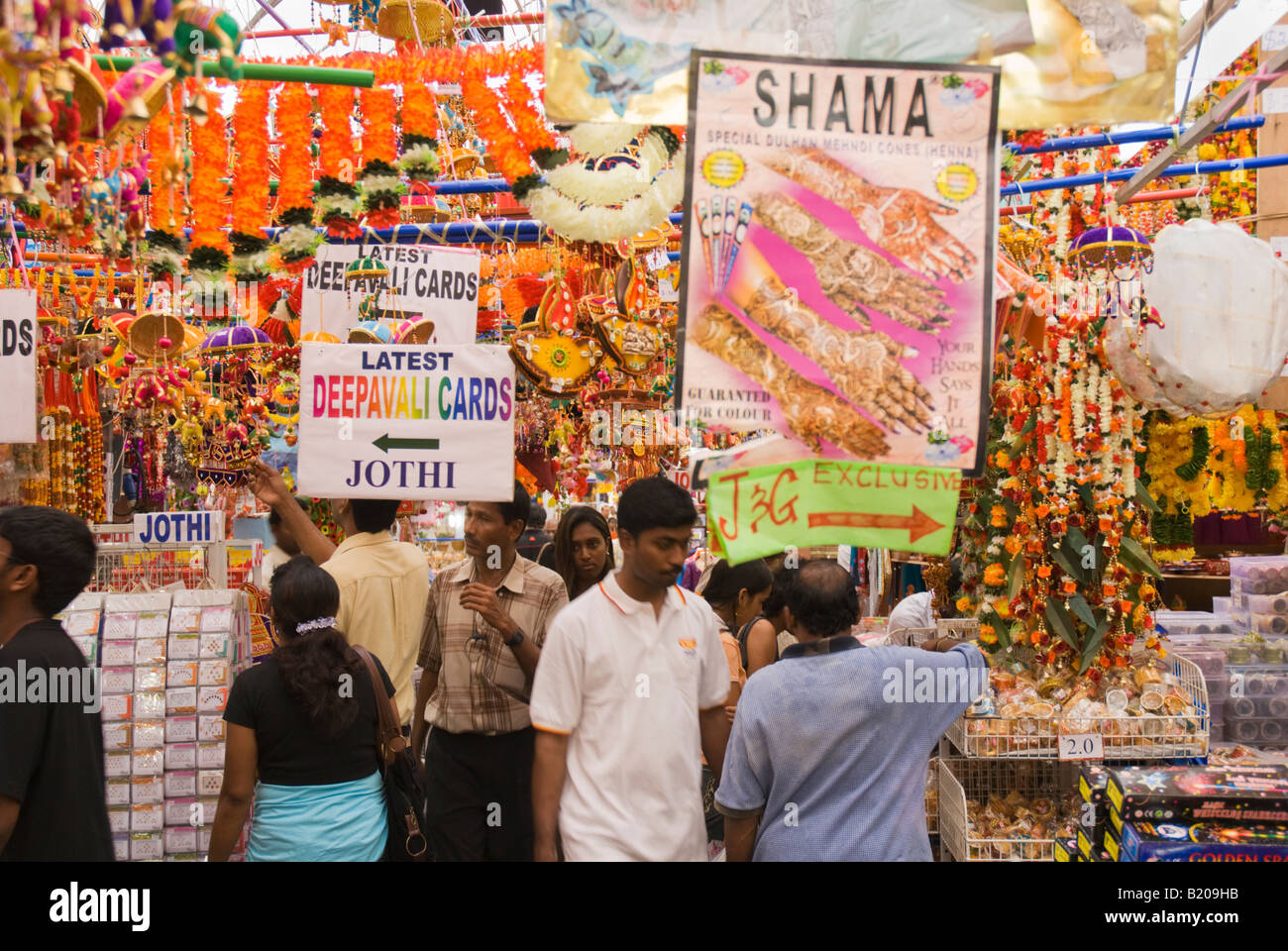 The market in Little India in Singapore Stock Photo