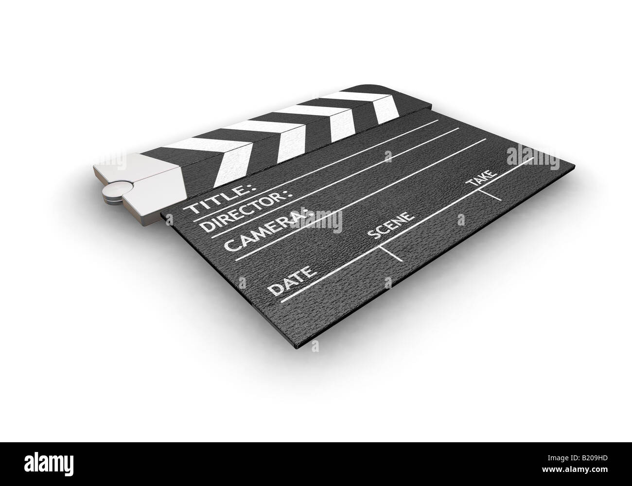 3D render of a clapper board on a white background Stock Photo