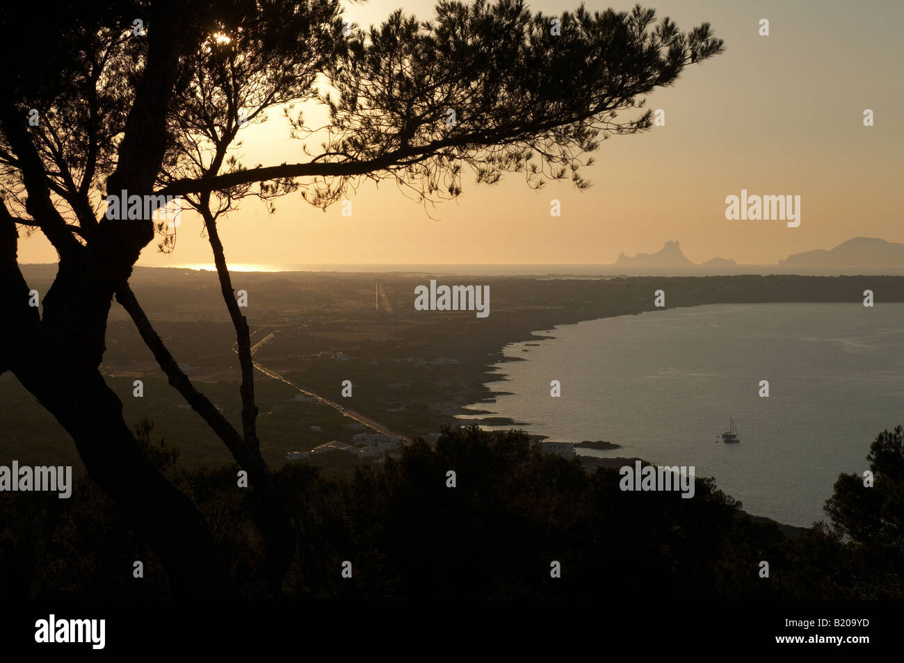 Sunset over Formentera Balaeric Islands Spain Europe Stock Photo