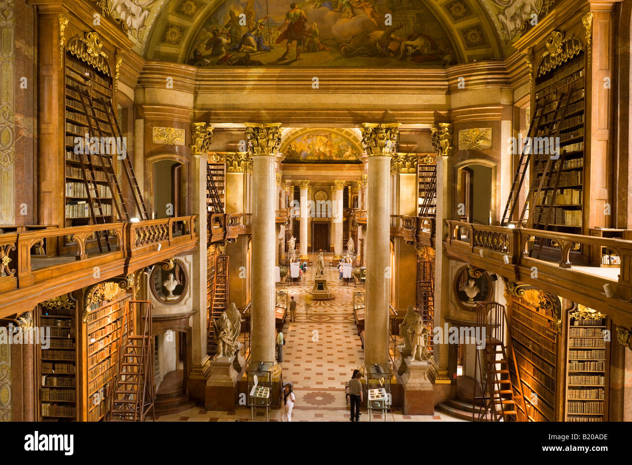View inside the Prunksaal of the Nationalbibliothek National Libary Vienna Austria Stock Photo