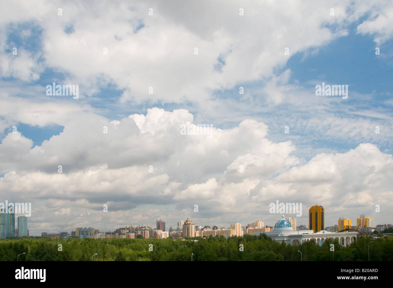 Skyline of Nur-Sultan or Nursultan called Astana until March 2019 capital of Kazakhstan Stock Photo