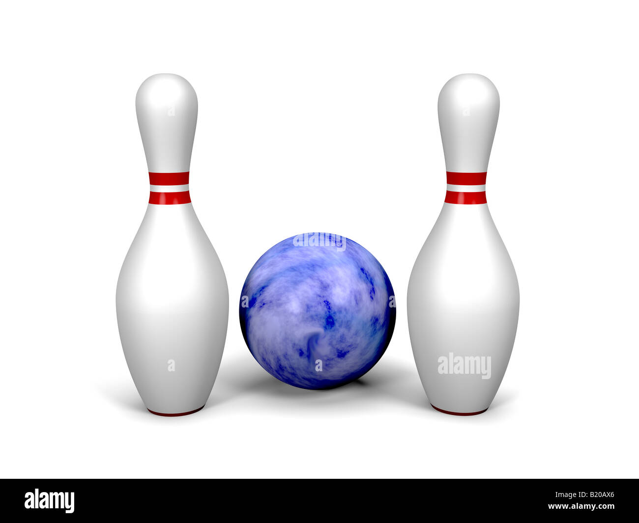 A pair of bowling pins and ball Stock Photo