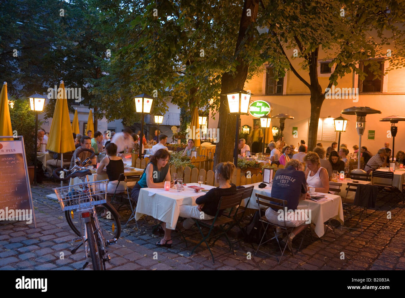 People sitting in a typical Beisl Spittelberg Vienna Austria Stock Photo