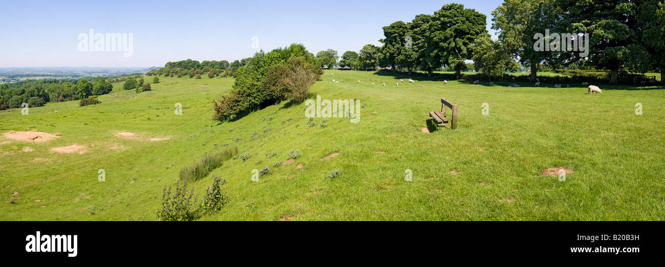 A panoramic view of Dovers Hill on the Cotswold scarp near Chipping Campden, Gloucestershire Stock Photo