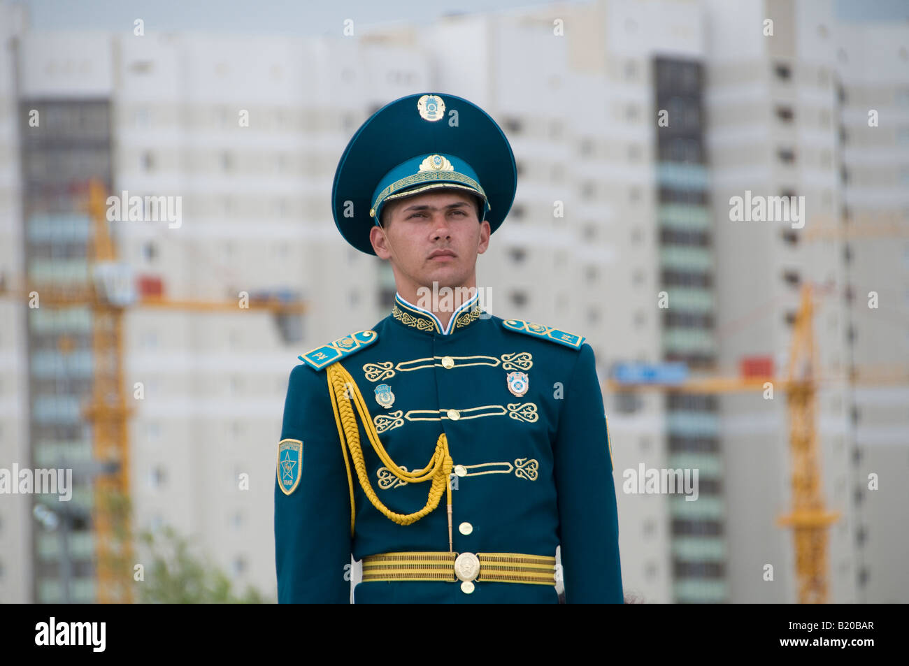 Honor guard of the Presidential Regiment of Kazakhstan stand firm in