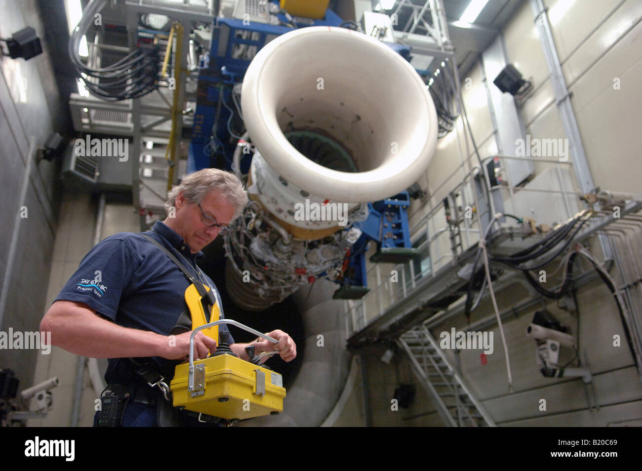 Testing of a jet engine at Rolls-Royce plc, Dahlewitz, Germany Stock Photo