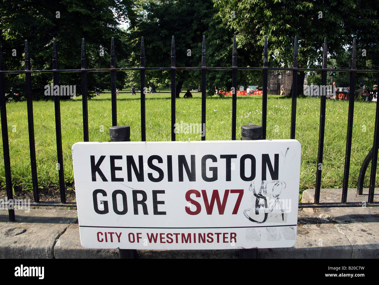 Kensington Gore street sign in central London Stock Photo