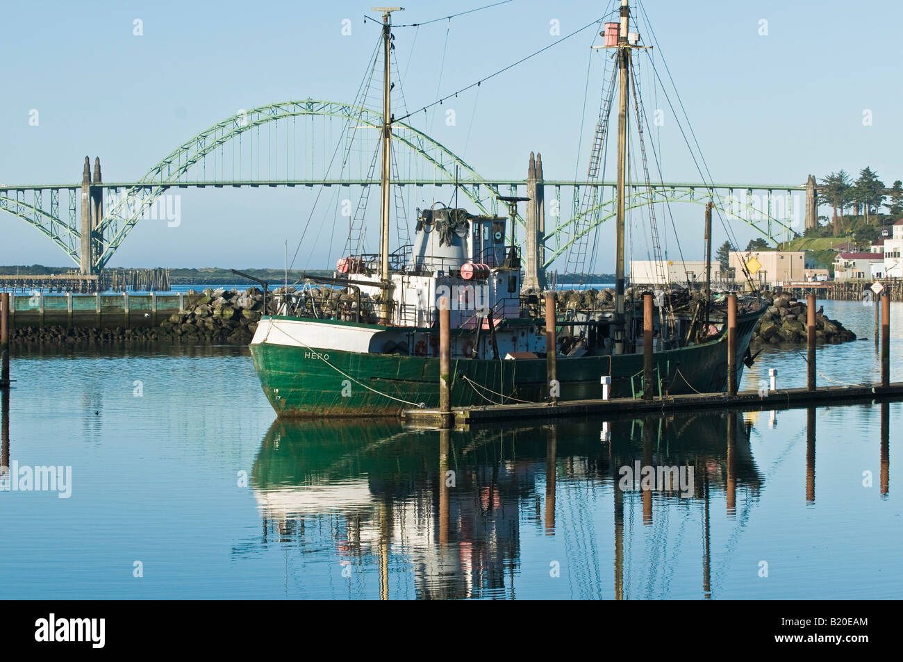 Newport harbor with newport bridge in background Stock Photo - Alamy