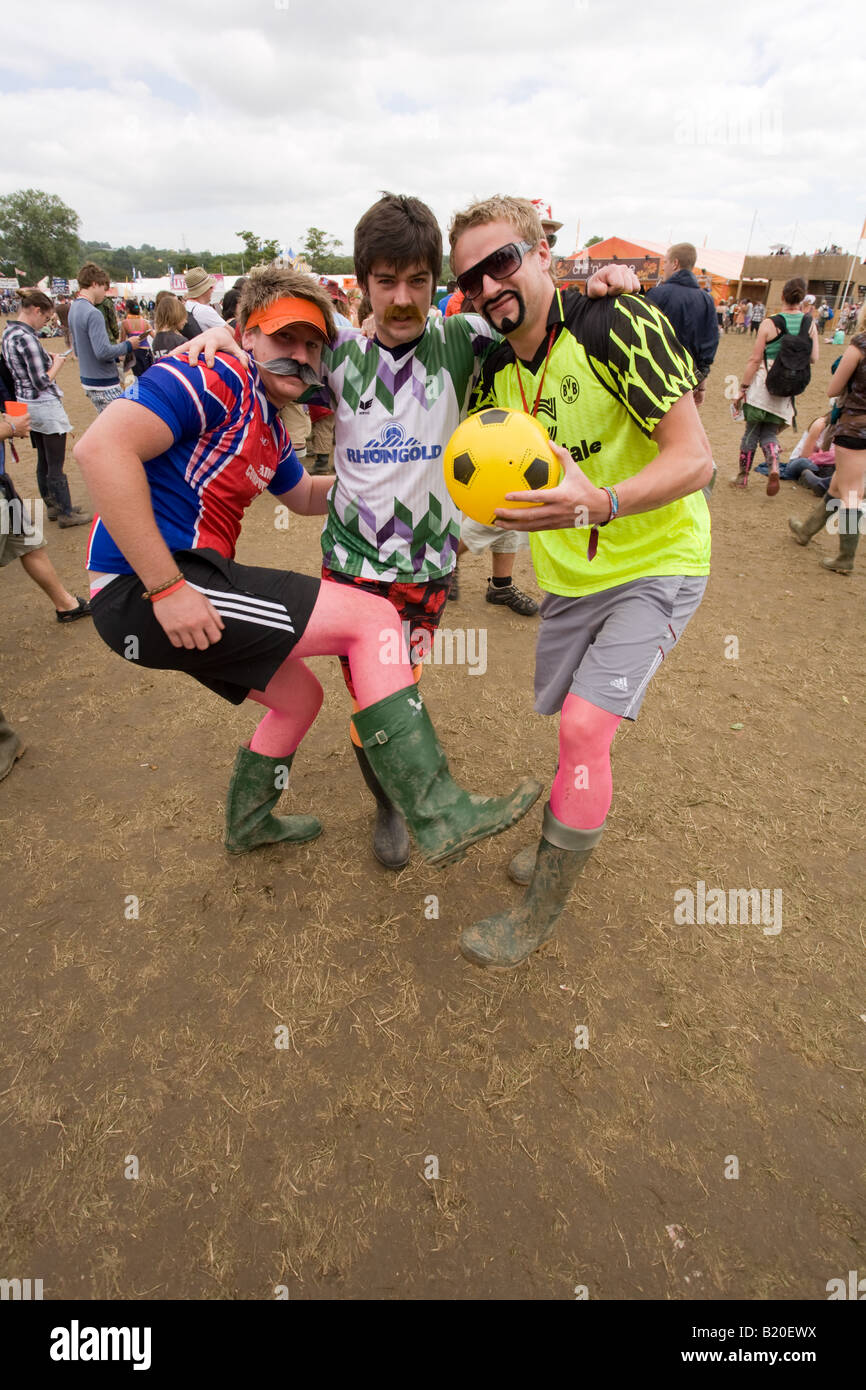 Fancy dress footballers at the Glastonbury Festival 2008 Stock Photo