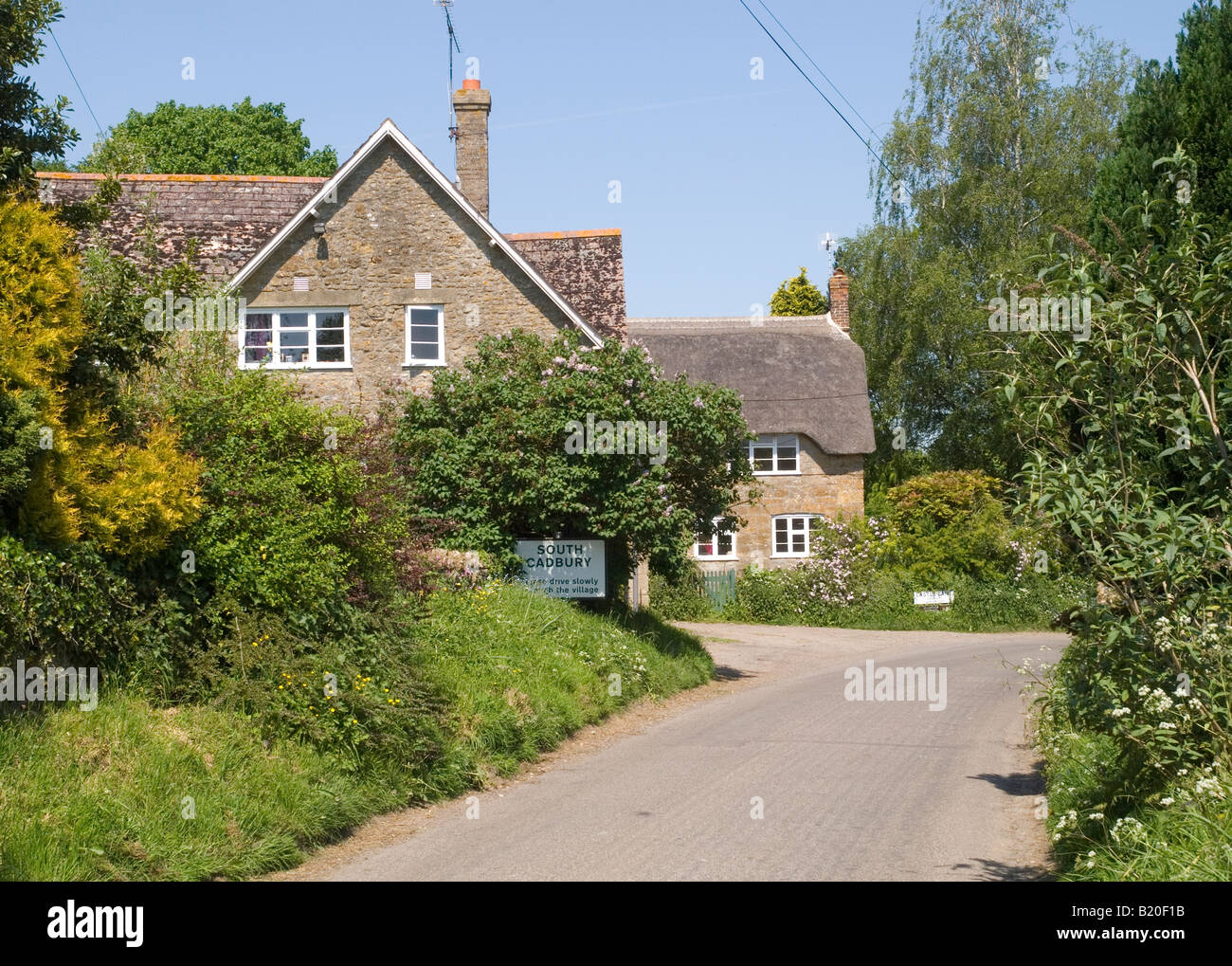 The pretty village of South Cadbury in Somerset UK Stock Photo Alamy