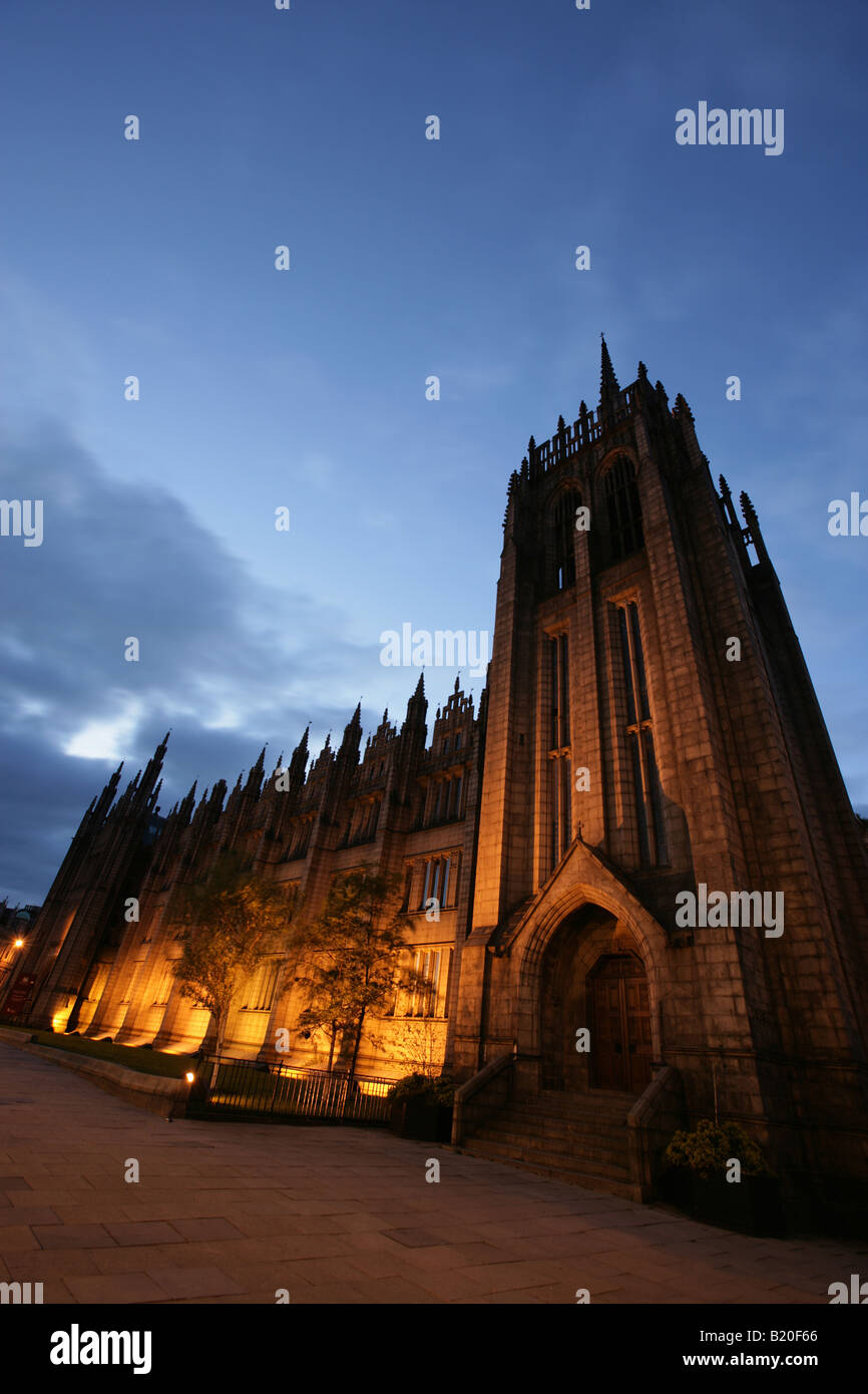 City of Aberdeen, Scotland. Evening view of Aberdeen’s Marischal College and Museum. Stock Photo