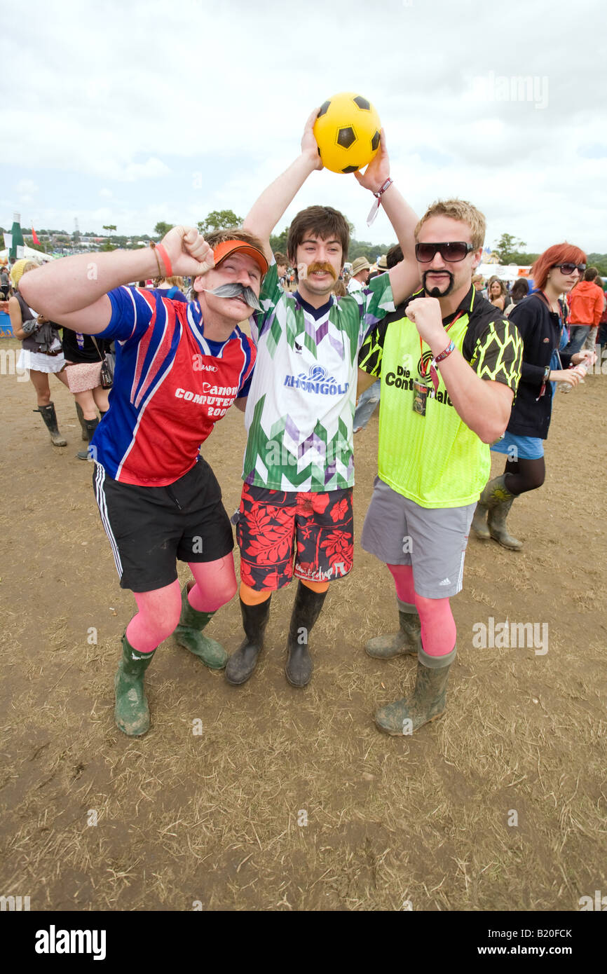 Fancy dress footballers at the Glastonbury Festival 2008 Stock Photo