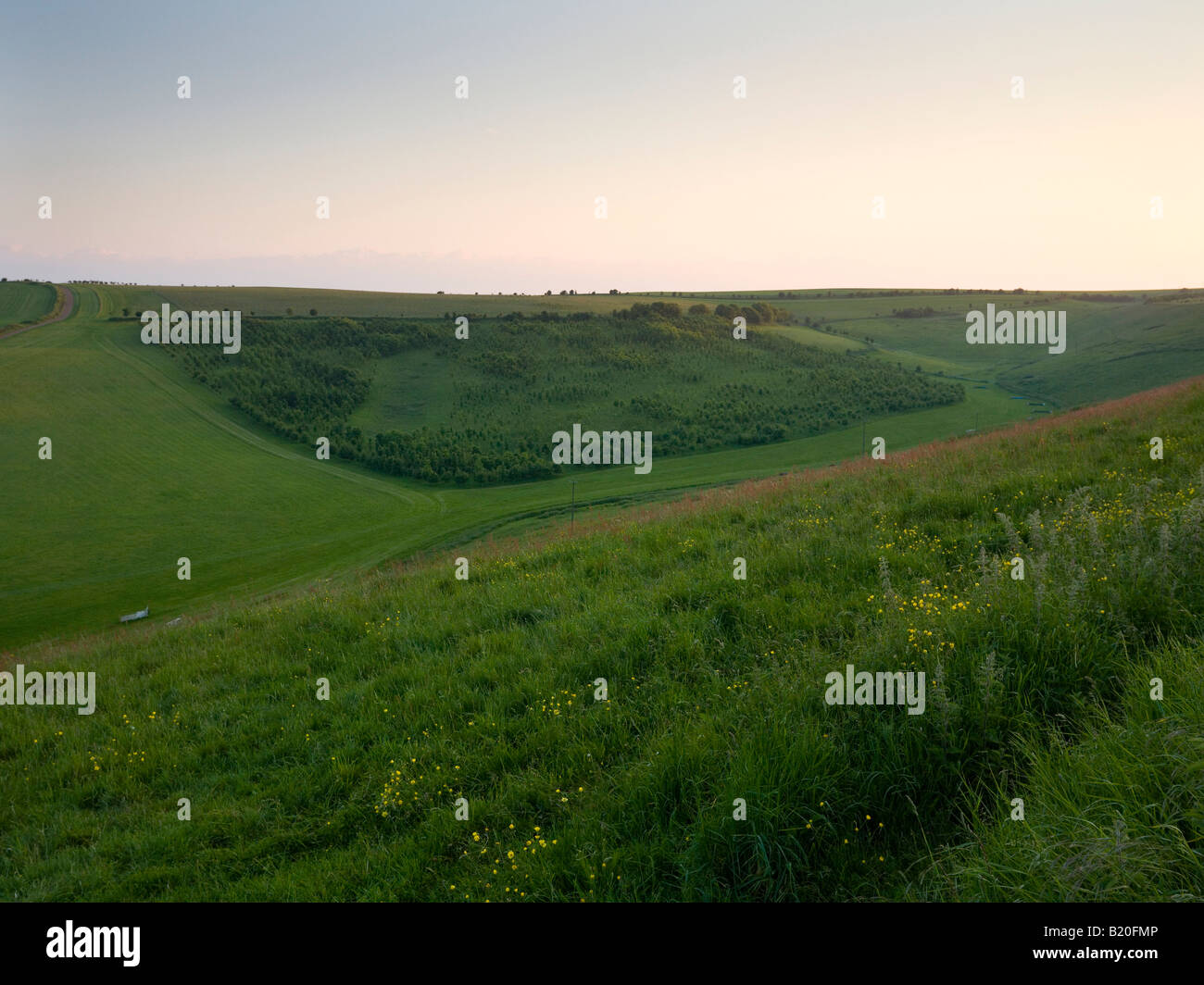 View West from Smeathes Ridge on the Ridgeway in Wiltshire UK Stock ...