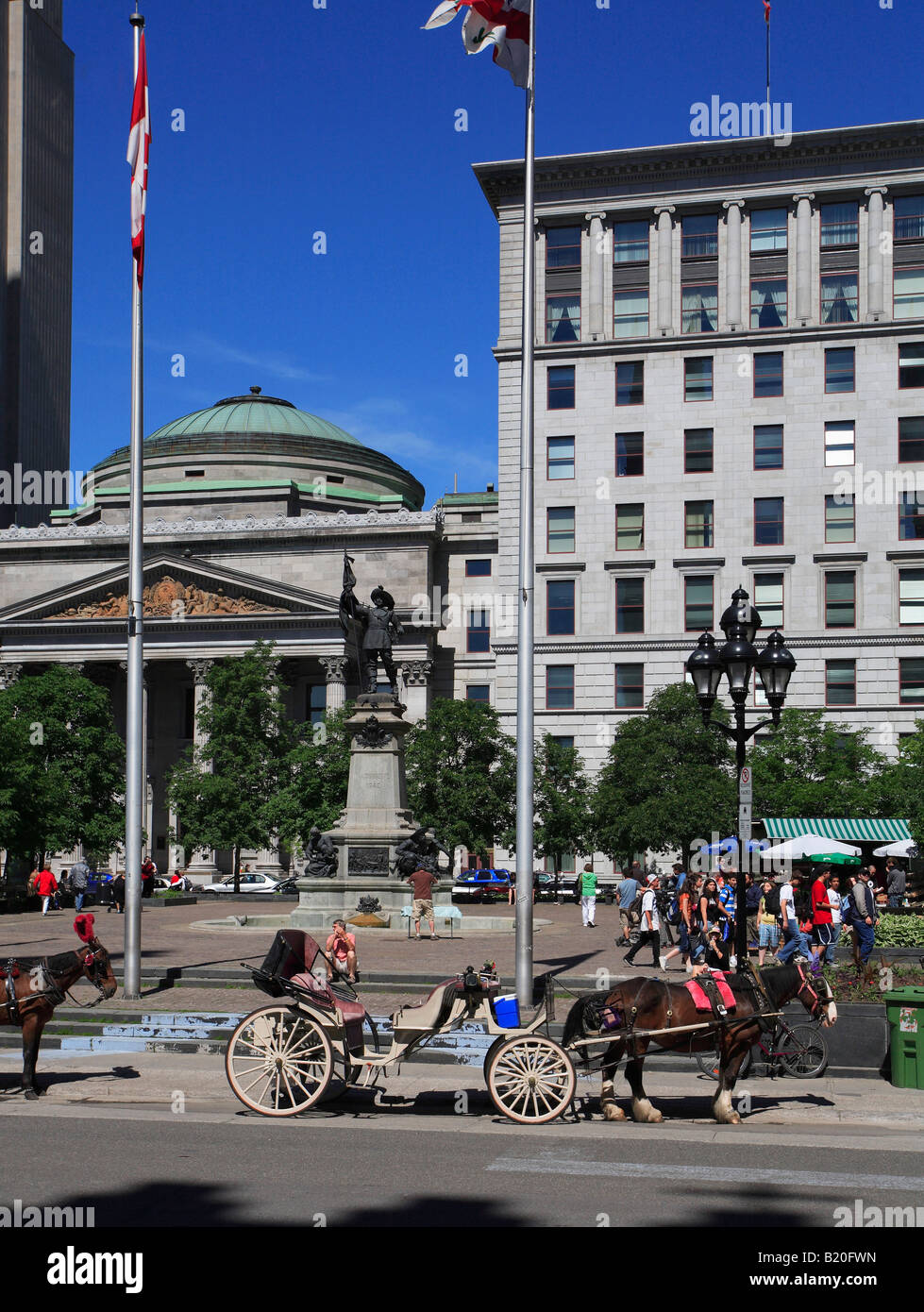 Canada Quebec Montreal Place d Armes Stock Photo
