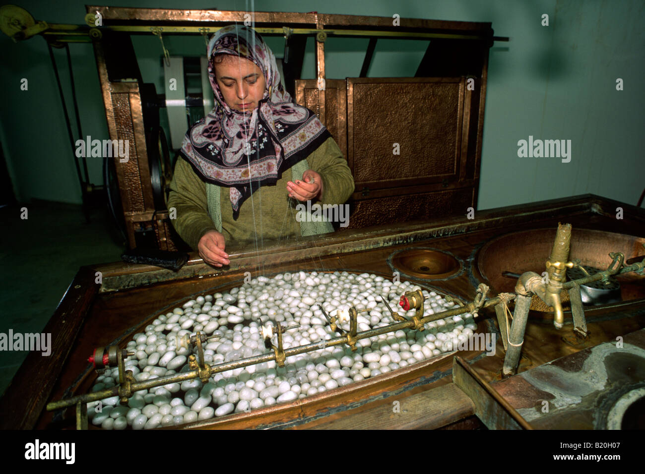 Turkey, Anatolia, Cappadocia, Göreme, carpet factory, silk processing, cocoons Stock Photo