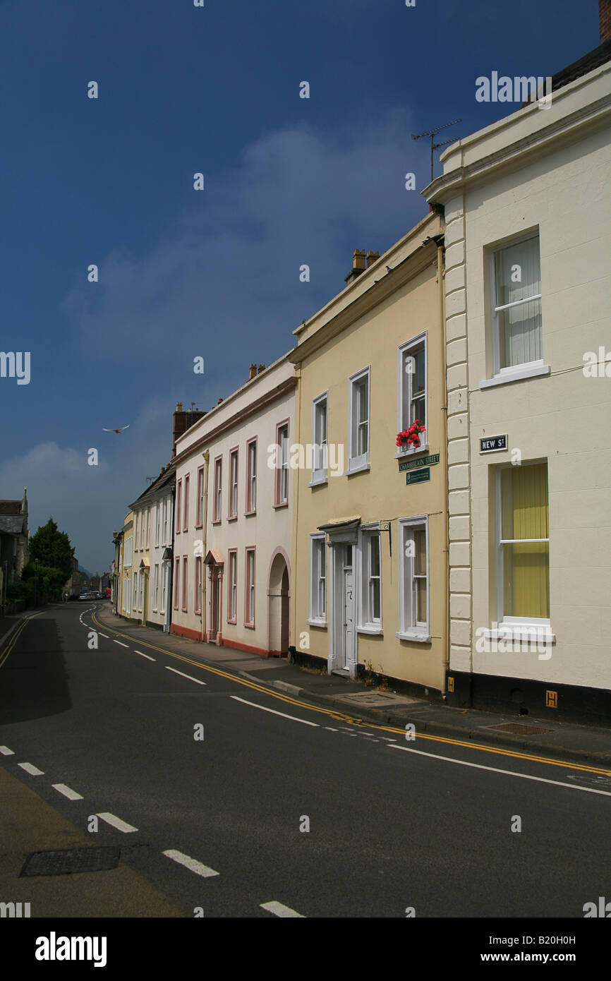 Looking along Chamberlain Street Wells Somerset UK Stock Photo Alamy
