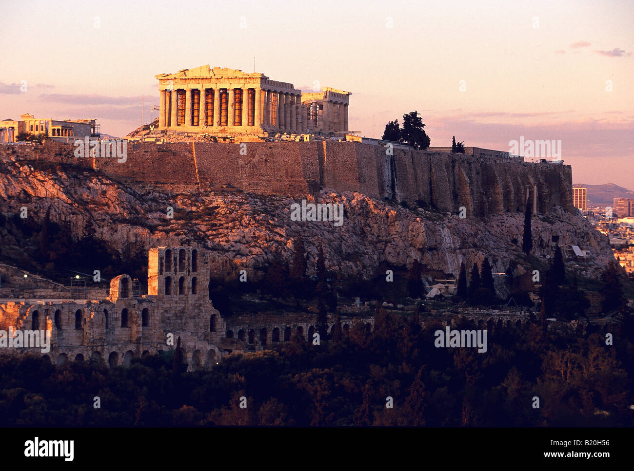 Parthenon Acropolis view from Philopappos Hill Stock Photo