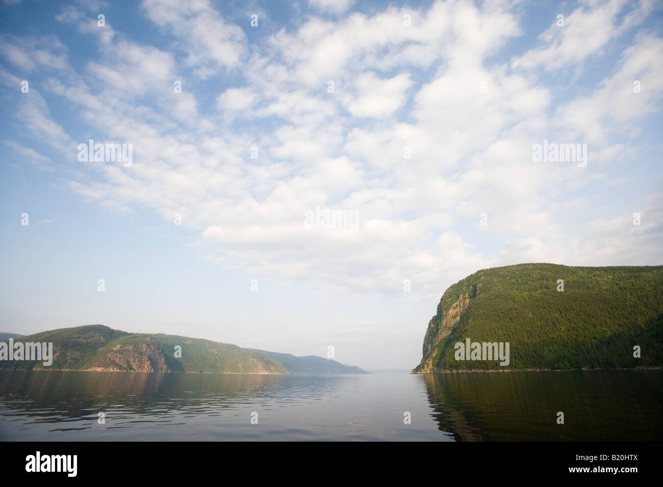Cap Eternite (right) and Cap Liberte (left) in the Saguenay Fjord in Saguenay National Park. Quebec, Canada. Stock Photo