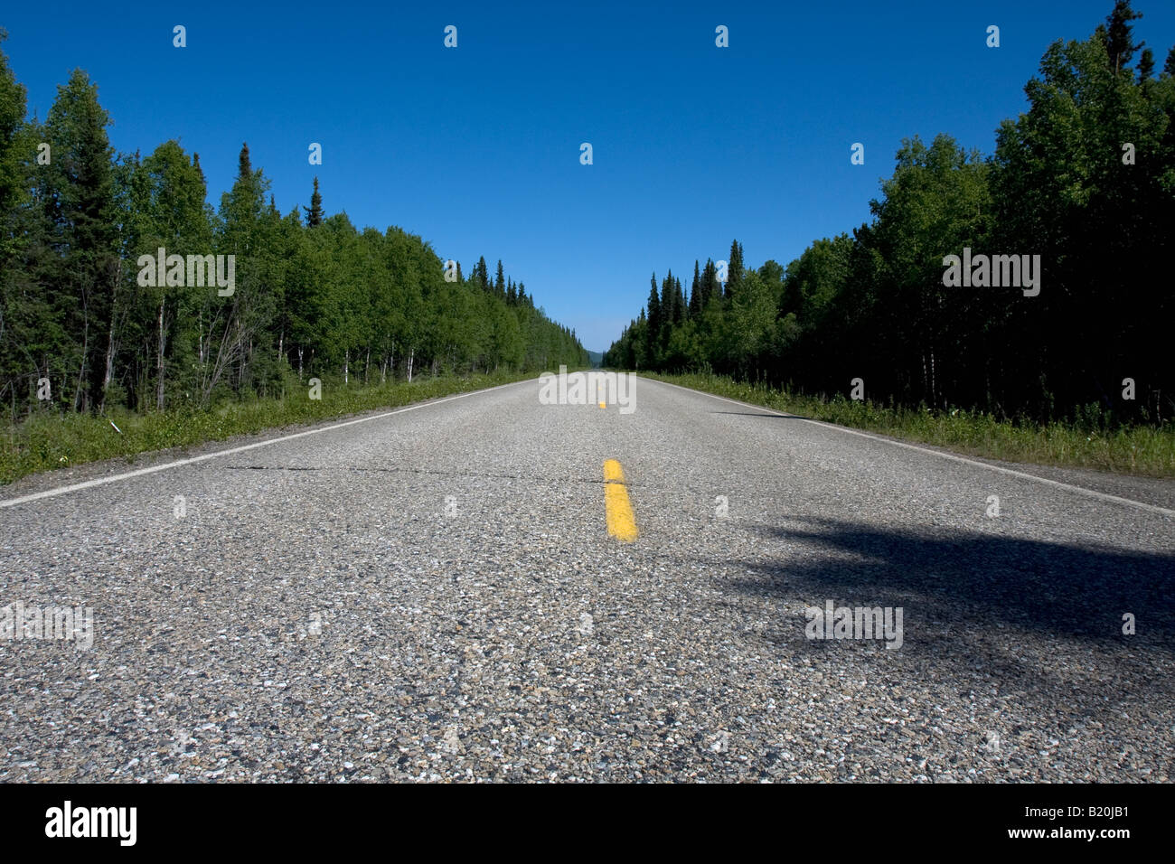A long straight road to nowhere, Alaska Stock Photo Alamy