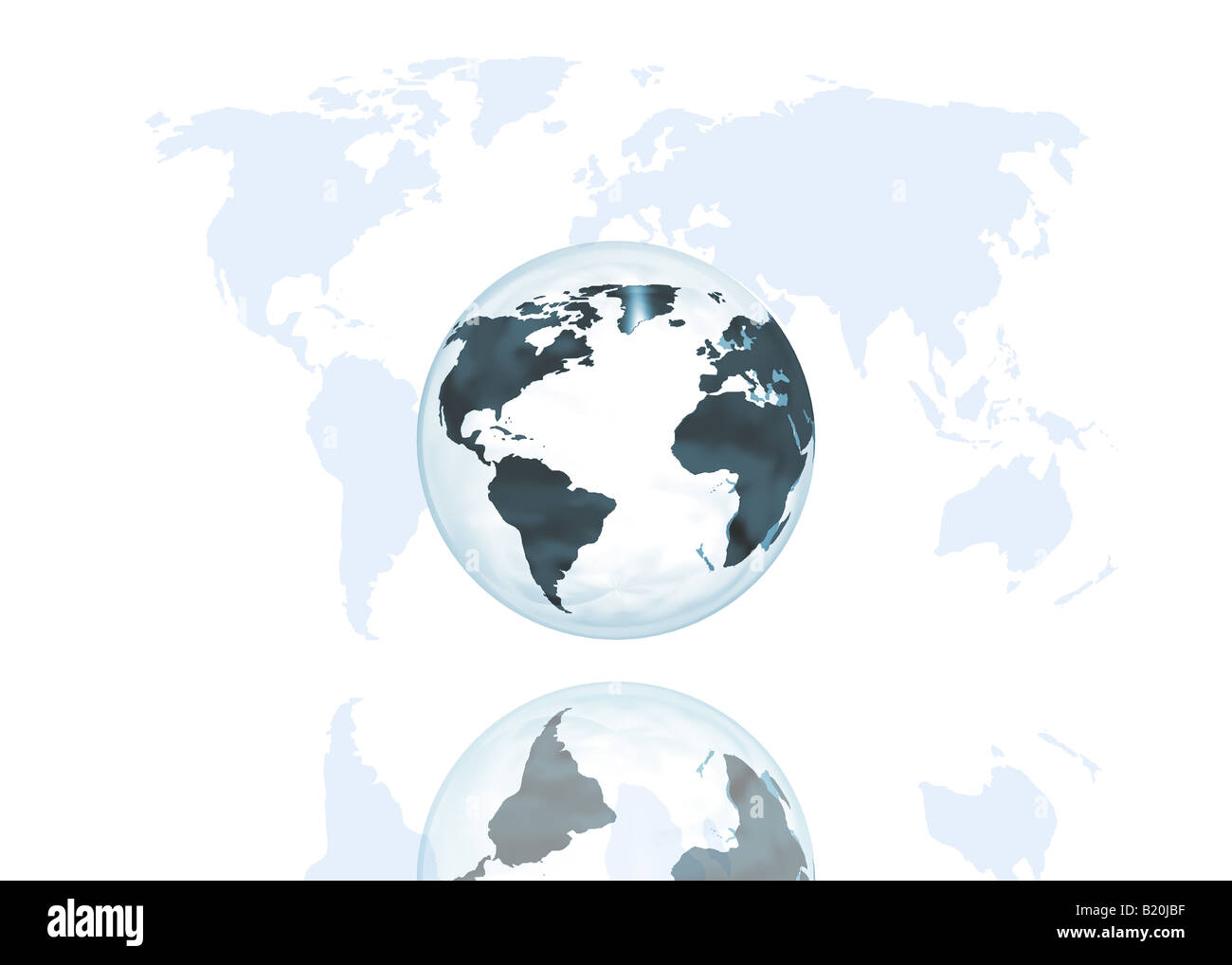 3D globe on world map Stock Photo