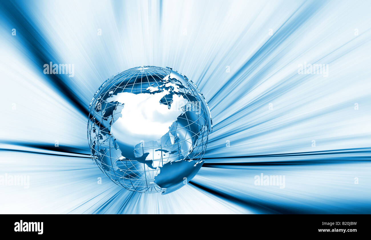 Wireframe globe on abstract background Stock Photo