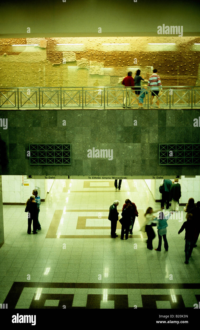 Museum with antigue remains Metro Station Sytagma Athens Greece Stock Photo