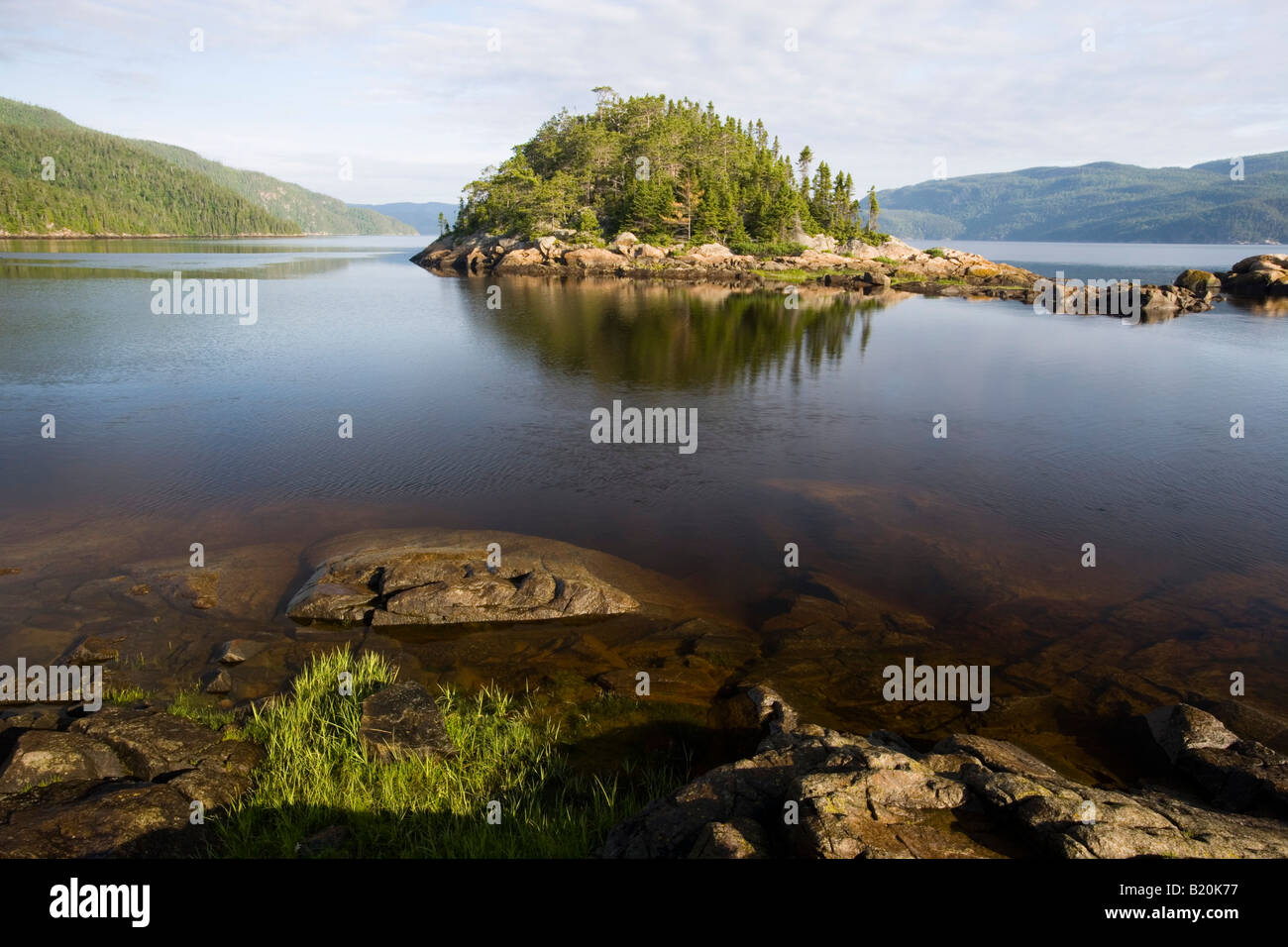 The Saguenay River as seen from the pier in the village of Petit