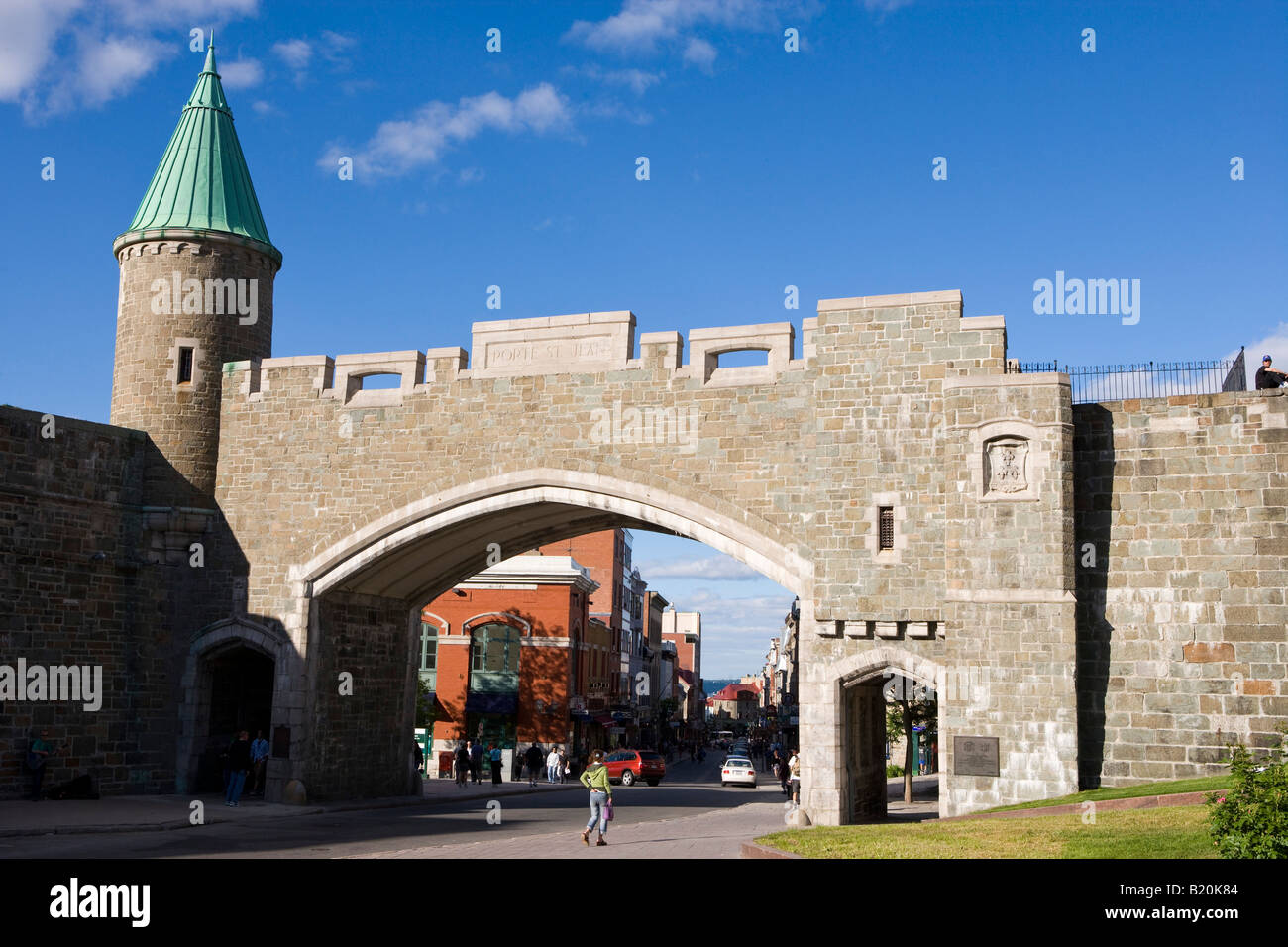 The Rue St. Jean entrance to Quebec City's Old Town Stock Photo Alamy