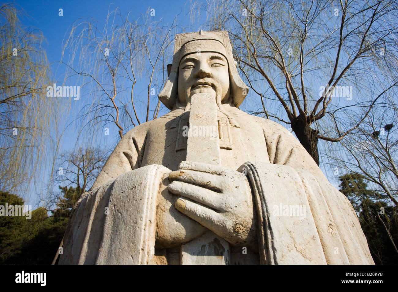 Statue of high civil official advisor to the emperor on Spirit Way at Ming Tombs site Changling Beijing China Stock Photo