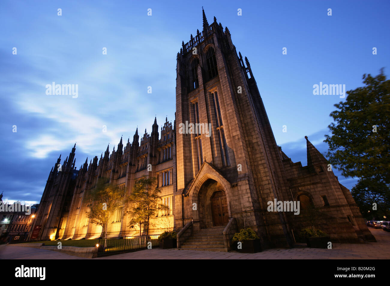 City of Aberdeen, Scotland. Evening view of Aberdeen’s Marischal College and Museum. Stock Photo