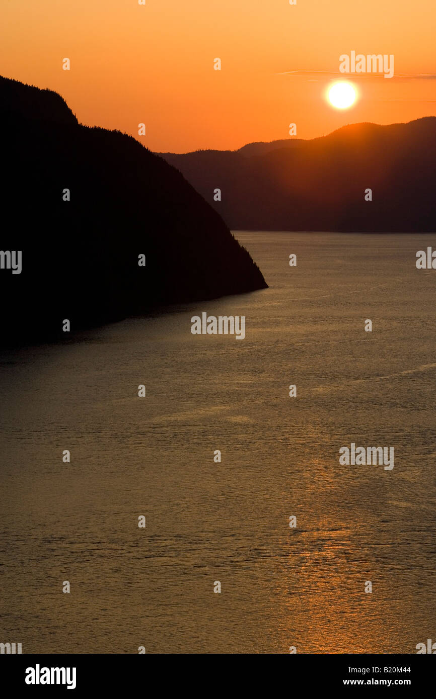 A sunset view of the Saguenay Fjord from Cap Trinite in Parc national ...