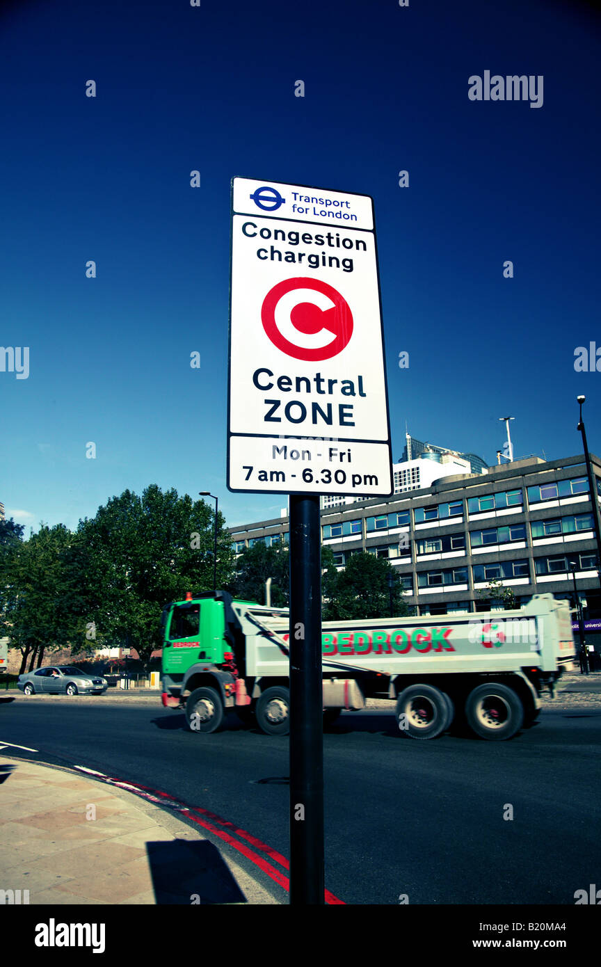 Congestion Charge Zone road sign London Stock Photo