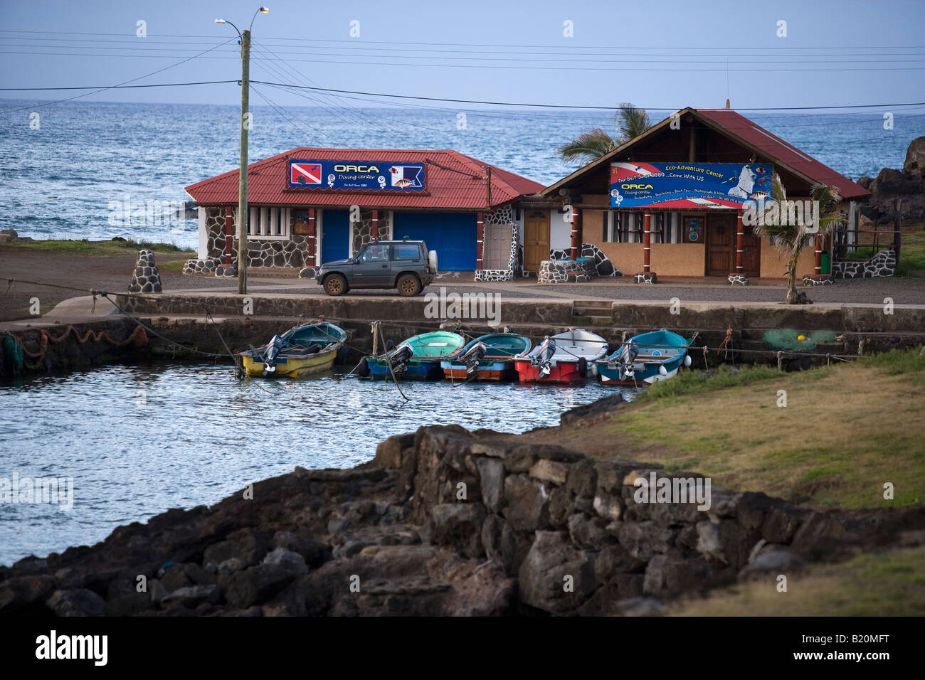 Harbor Hanga Roa Easter Island Stock Photo