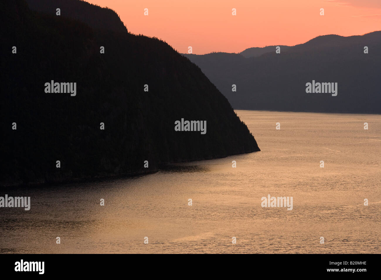 A sunset view of the Saguenay Fjord from Cap Trinite in Parc national ...