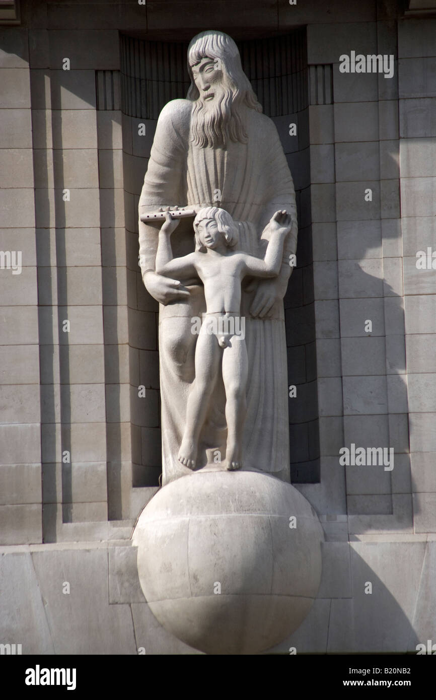 Eric Gill Sculpture Broadcasting House BBC Portland Place London Stock Photo