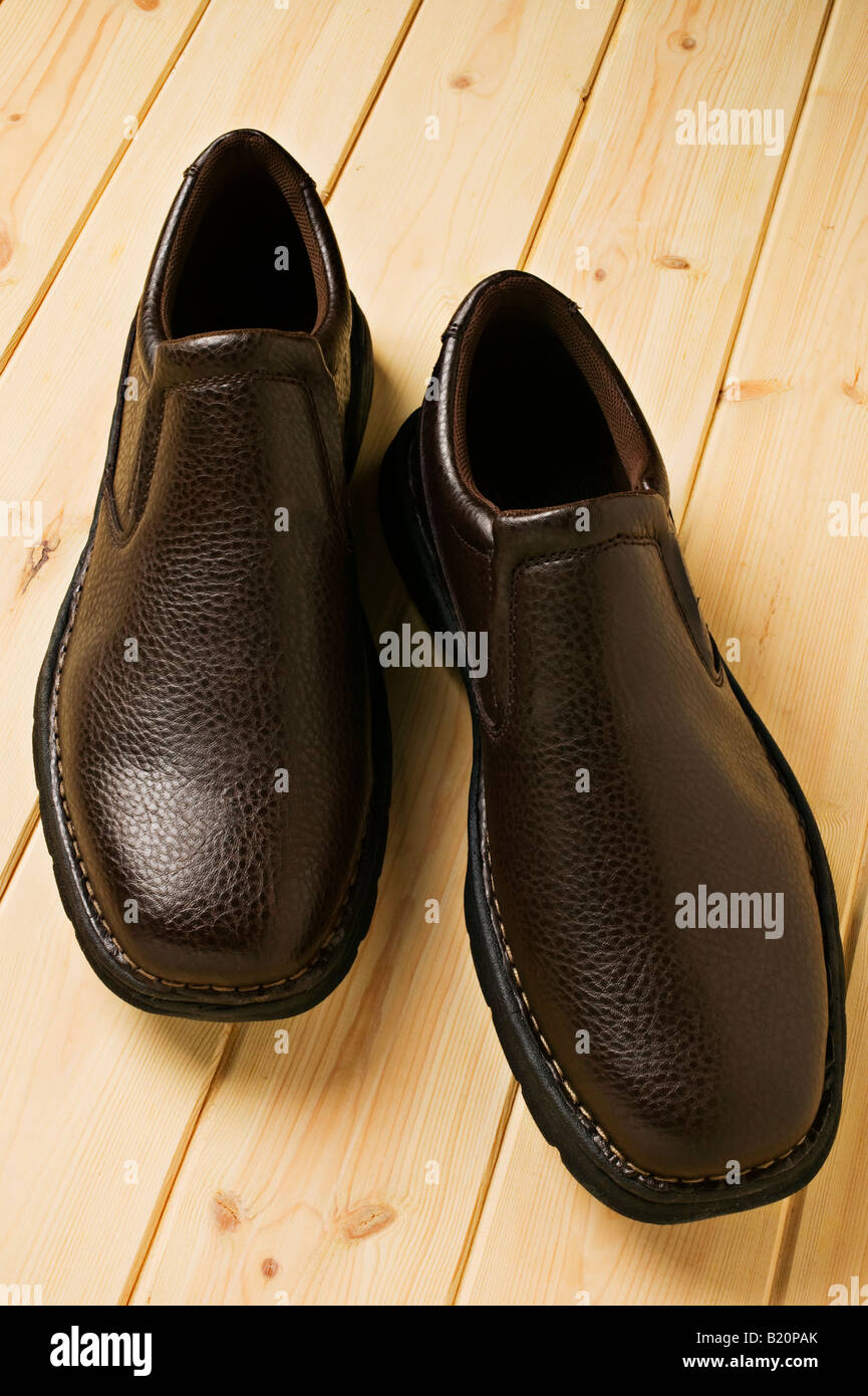dark dress shoes Stock Photo