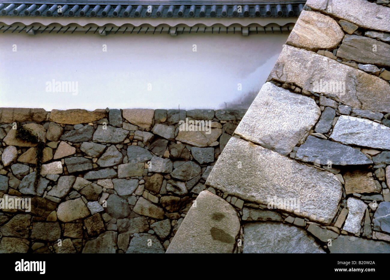 Detail of stone wall at surrounding Nagoya Castle Stock Photo