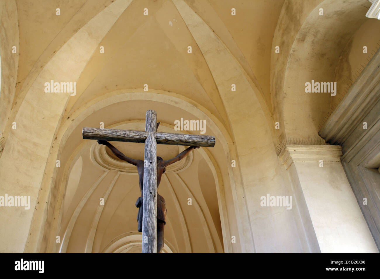 jesus on cross statue in church in lazio italy Stock Photo - Alamy