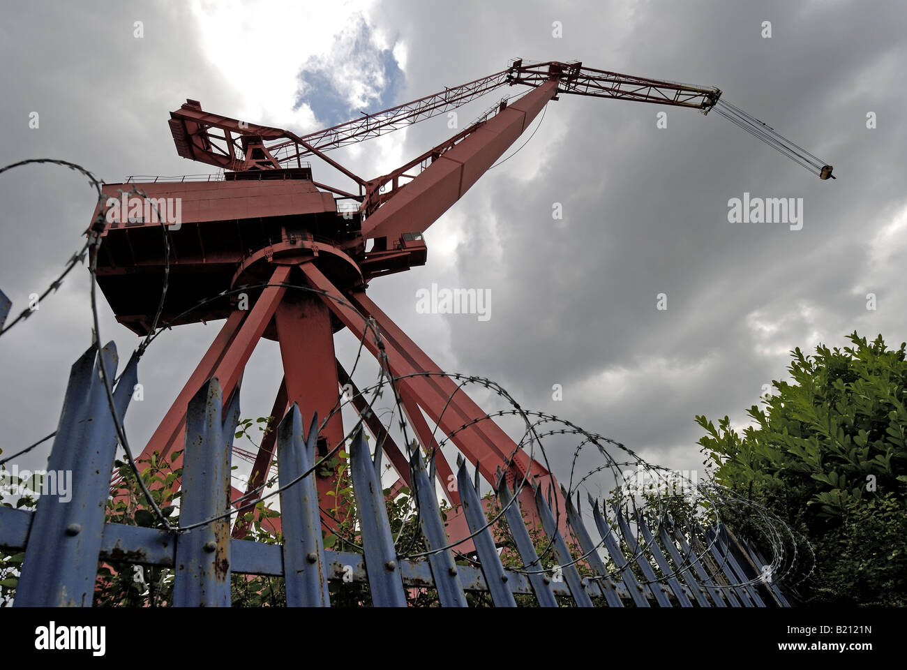 Cranes in Swan Hunter's shipyard, Wallsend, Tyneside. Stock Photo