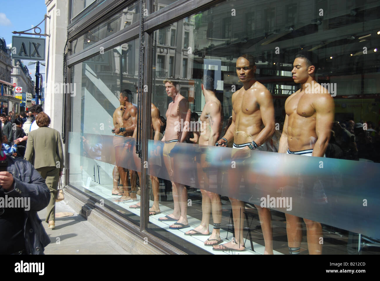 Armani exchange, window display, full monty, sex, sexy, male models Stock  Photo - Alamy