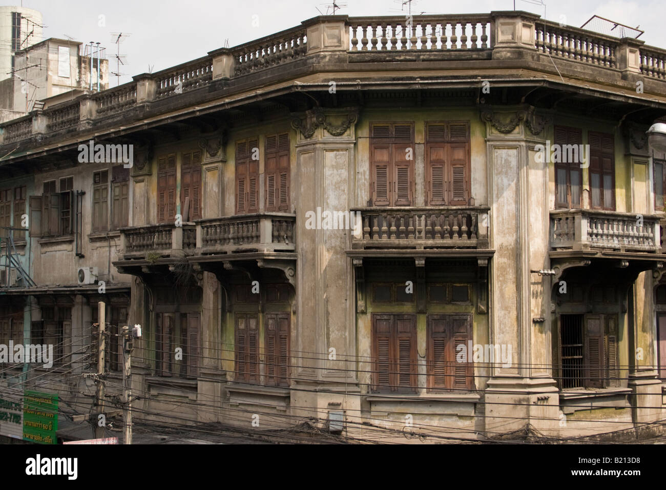 Western style architecture above a street, Bangkok, Thailand Stock